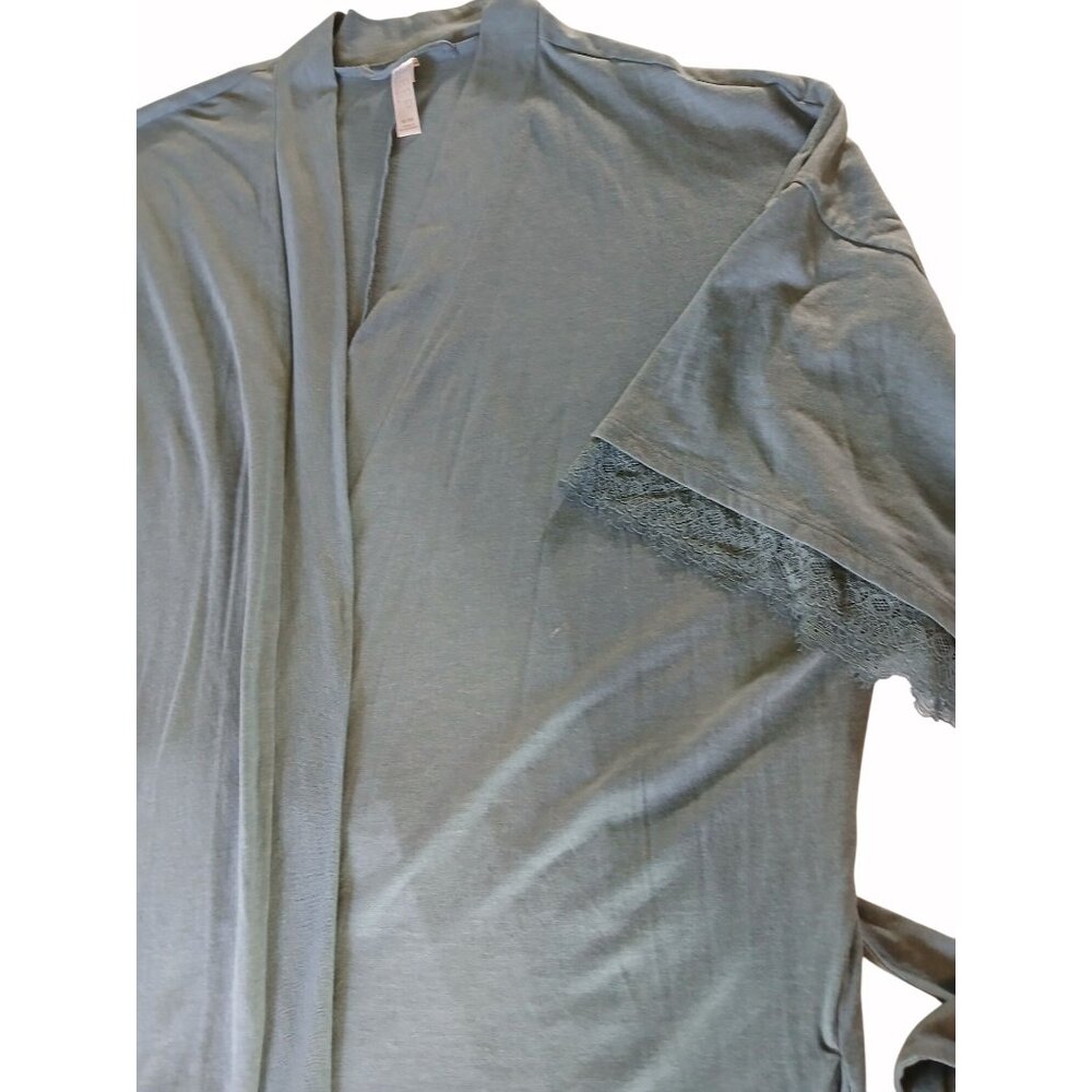 Cacique Sleep Womens Blue Kimono Robe With Lace Trim Adjustable Waist Tie Size 2 - Picture 10 of 16